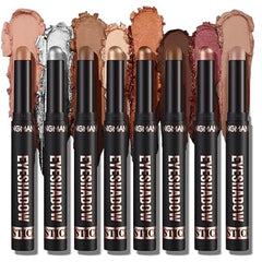 LANGMANNI 8 PCS Soft Smooth Cream Eyeshadow Stick Gift Set,Matte Earth Color+Bright Metal Color Contour Stick,Waterproof & Long Lasting Eyeshadow