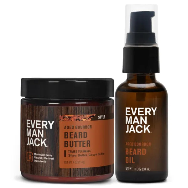 Every Man Jack Beard Oil & Beard Butter Bundle - Rejuvenates, Hydrates & Styles Dry Beards, Naturally Derived with Cocoa Butter and Shea Butter
