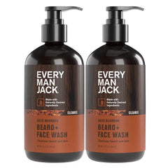 Every Man Jack Beard + Face Wash, Cleans and Helps Condition and Soften Your Beard and Skin Underneath - Naturally Derived with Aloe and Glycerin- 6.7 fl oz (Packof 2)