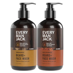 Every Man Jack Beard + Face Wash, Cleans and Helps Condition and Soften Your Beard and Skin Underneath - Naturally Derived with Aloe and Glycerin- 6.7 fl oz (Packof 2)