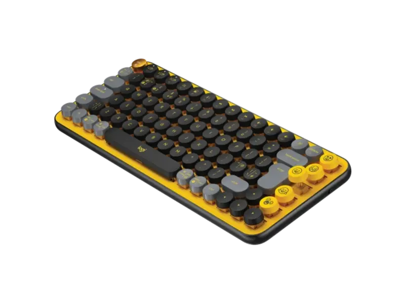 Logitech MX Mini Wireless Keyboard Customizable Emoji Keys (920-010782) - Yellow