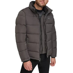 Men's Puffer Jacket With Set In Bib Detail