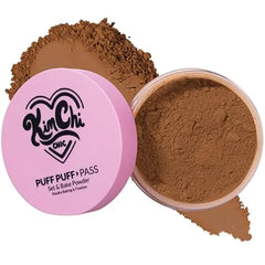 KimChiChic Beauty Puff Puff Pass Set and Bake Setting Powder for Makeup, Extra Fluffy Loose Face Powder Poof, Soft Natural Face Makeup for Uneven Skin Tone