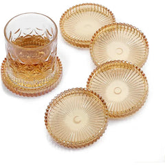 OGANAZI Modern Clear Coasters Set of 5 Glass Cute Coasters for Drinks