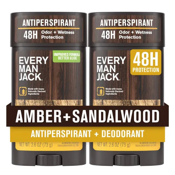 Every Man Jack Men’s Antiperspirant Deodorant – New & Improved Formula, 48-Hour Odor & Sweat Defense – 2.6 oz