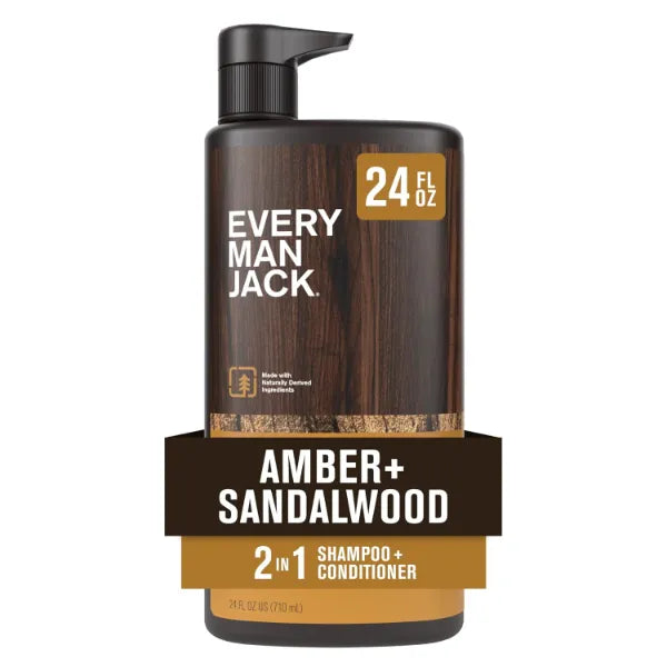 Every Man Jack 2-in-1 Daily Shampoo + Conditioner | Nourishing For All Hair Types, Naturally Derived, Cruelty-Free Shampoo and Conditioner Set for Men - 24oz