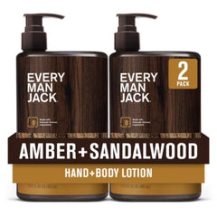 Every Man Jack Mens Hand & Body Lotion for All Skin Types - Dermatologist Tested & Hypoallergenic, Nourish Skin with Lightweight Fast Absorbing Lotion - 13.5oz (Pack of 2)