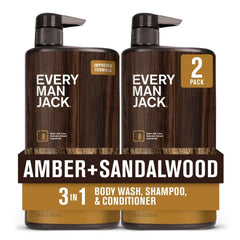Every Man Jack Hydrating Mens 3-in-1 All Over Wash for All Skin and Hair Types - Body Wash, Shampoo and Conditioner with Naturally Derived Ingredients - 28.8oz (Pack of 2)
