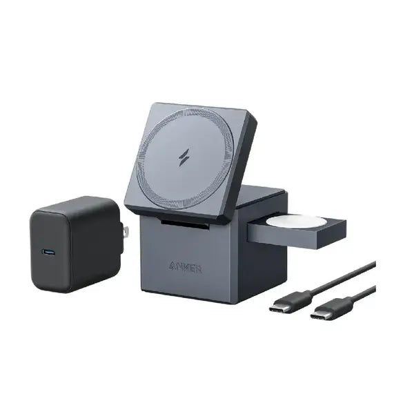 Anker 3-in-1 Cube with MagSafe 15W Fast Charger – Gray