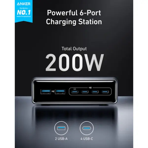 Anker PowerPort 200W PD 4C/2A GaN Chager - Silver