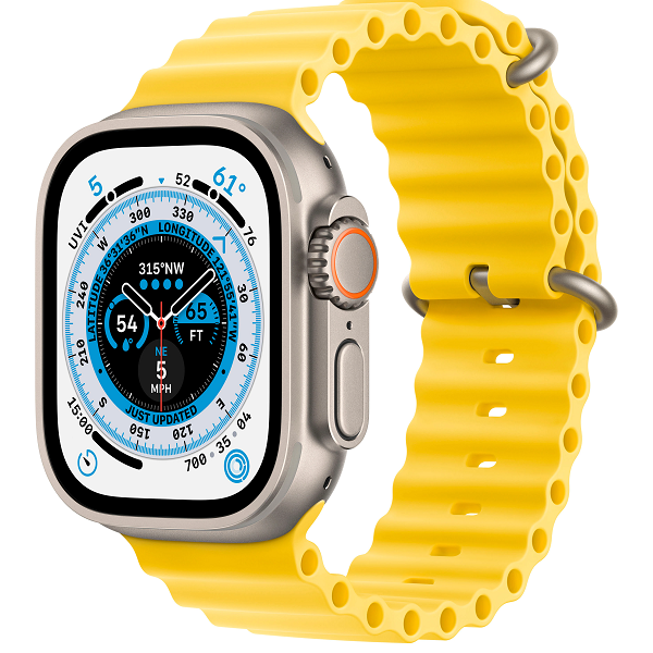 Apple 49MM Ultra GPS Smart Watch (MNH93LL/A) - Titanium / Yellow Ocean
