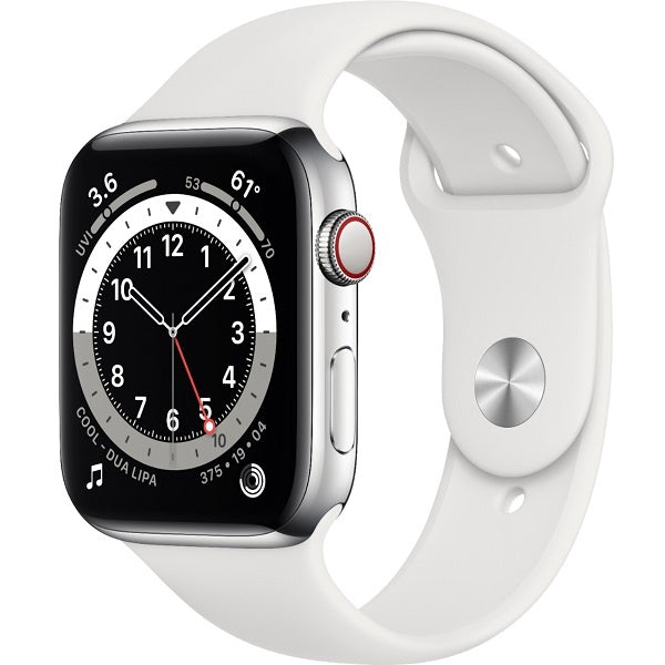Apple Series 6 44MM GPS Smart Watch (M07L3LL/A) - Silver Stainless Steel / White