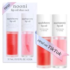 NOONI Korean & Vegan Appleseed Lip Oil Collection – Long-Lasting Hydrating, Plumping, Waterproof Lip Stains