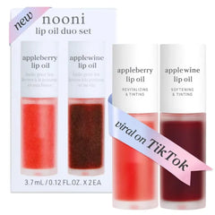 NOONI Korean & Vegan Appleseed Lip Oil Collection – Long-Lasting Hydrating, Plumping, Waterproof Lip Stains