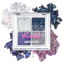 Ruby Kisses Glitter Gem Palette, 4 Shades Highly Pigmented Chunk Glitter, Buttery Texture, Long-Lasting Eye Makeup
