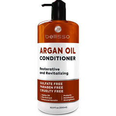 BELLISSO Sulfate & Paraben Free Conditioner with Biotin, Argan, Keratin & Tea Tree Oil – Deep Moisturizing, Anti Frizz & Anti Dandruff Treatment for Dry, Damaged, Color Treated & Curly Hair – For Women & Men