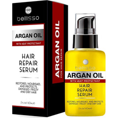 BELLISSO Hair Serum Oil with Biotin, Argan, Keratin & Rosemary – Anti Frizz, Dandruff & Scalp Treatment – Strengthening, Moisturizing & Repair for Dry, Damaged, Thinning Hair – For Men & Women, All Hair Types