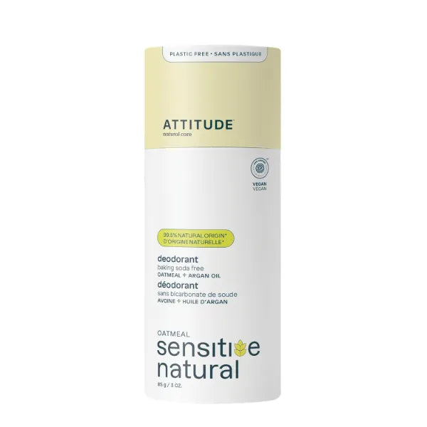 ATTITUDE Baking Soda Free Deodorant for Sensitive Skin, EWG Verified, Aluminum Free, Plastic-Free - 3 Ounces