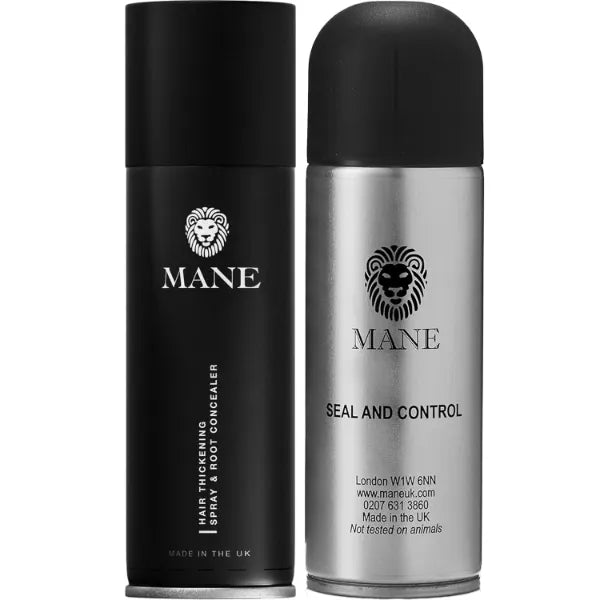 Mane Hair Thickening Spray & Root Touch Up, Seal & Control Combo Pack, Instantly Thicker Hair for Men & Women, Fill in Hairlines and Hide Thinning and Fine Patches