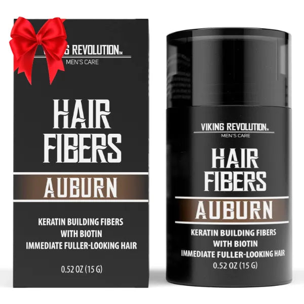Viking Revolution Hair Fibers for Thinning Hair Men - Thick Fiber for Bald Spot Cover Up - Hair Building Fibers with Kerating and Biotin - Hair Fiber for Men for Thicker and Fuller Look(0.52oz)
