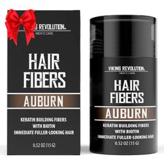 Viking Revolution Hair Fibers for Thinning Hair Men - Thick Fiber for Bald Spot Cover Up - Hair Building Fibers with Kerating and Biotin - Hair Fiber for Men for Thicker and Fuller Look(0.52oz)