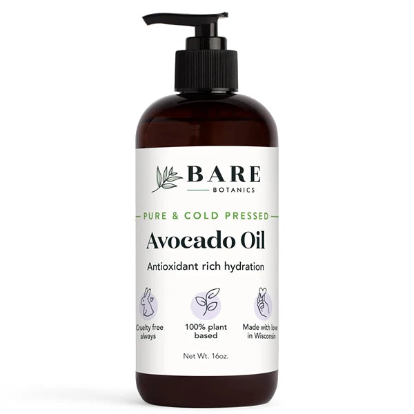 Bare Botanics 100% Pure Cold-Pressed Body Oils – Avocado & Sweet Almond 16 oz | Natural Multipurpose Carrier Oils for Moisturizing Skin, Hair & Body | Vegan & Cruelty-Free Beauty