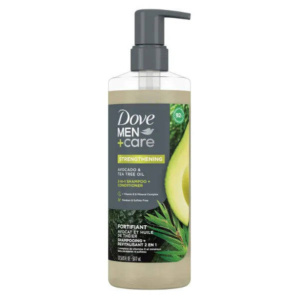 Dove Men+Care 2-in-1 Shampoo + Conditioner for Strengthening Hair, with Vitamin E & Mineral Complex - 17.5 oz