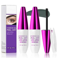 FeiCuiYun Eyebrow Tattoo Peel Off Tint Gel for Women, Dark Brown Peel Off Eyebrow Tint with 150°Small Curved Tray, Last Up to 5 Days, Waterproof, Fuller & Defined Looking Brows