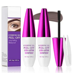 FeiCuiYun Eyebrow Tattoo Peel Off Tint Gel for Women, Dark Brown Peel Off Eyebrow Tint with 150°Small Curved Tray, Last Up to 5 Days, Waterproof, Fuller & Defined Looking Brows