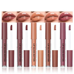 FeiCuiYun Brown Nourishing Lip Plumper Gloss, Warm Brown Moisturizing High Shine Nude Lip Glow Oil, Long Wear Hydration Mini Liquid Lipstick Makeup, Fresh Lightweight Glossy Plumping Lip Gloss for Women