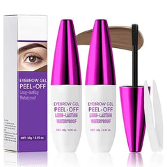 FeiCuiYun Eyebrow Tattoo Peel Off Tint Gel for Women, Dark Brown Peel Off Eyebrow Tint with 150°Small Curved Tray, Last Up to 5 Days, Waterproof, Fuller & Defined Looking Brows