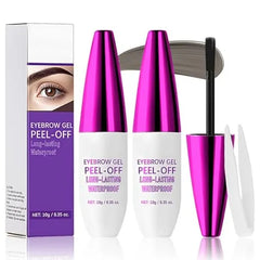 FeiCuiYun Eyebrow Tattoo Peel Off Tint Gel for Women, Dark Brown Peel Off Eyebrow Tint with 150°Small Curved Tray, Last Up to 5 Days, Waterproof, Fuller & Defined Looking Brows