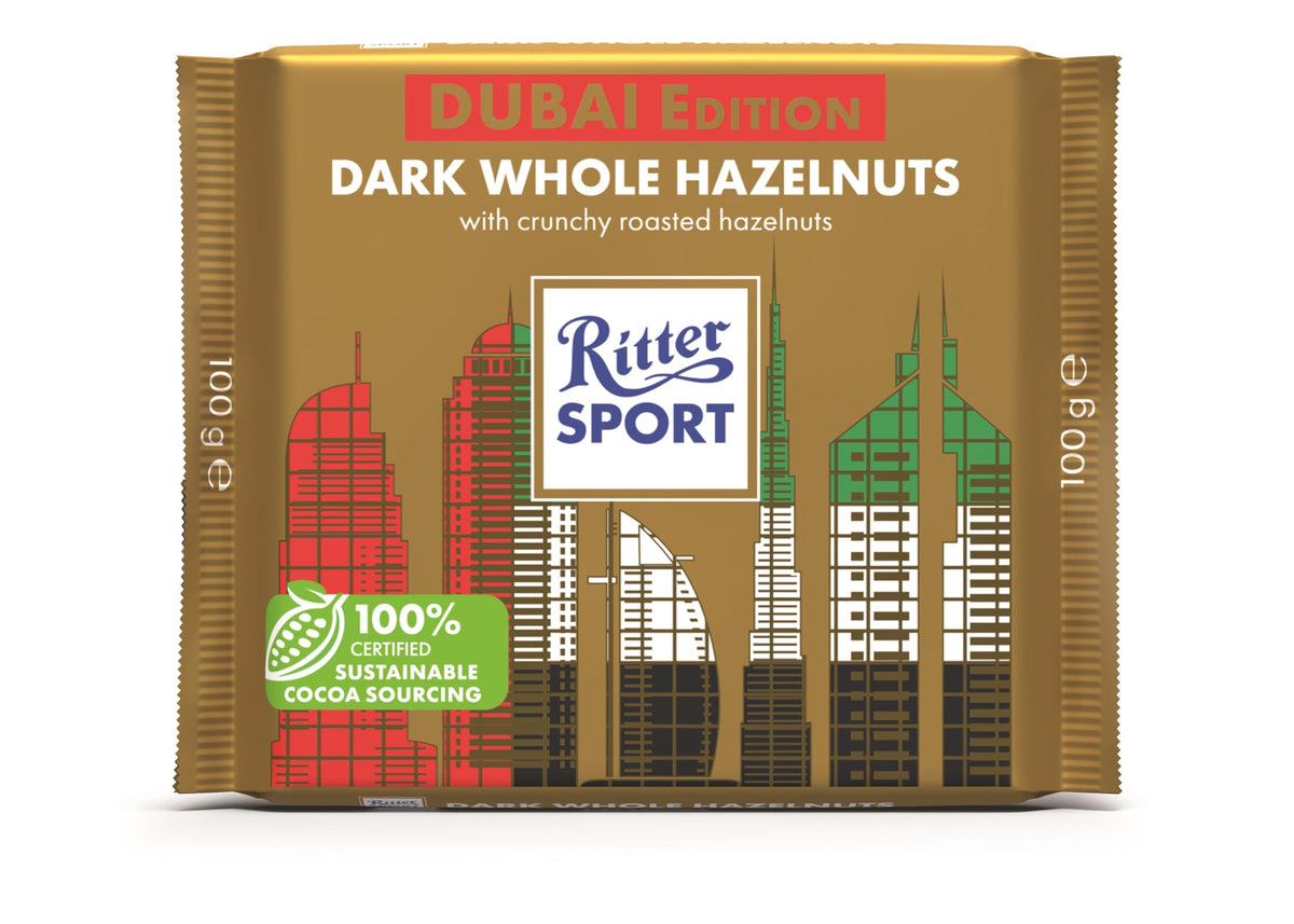 Ritter Sport Dark chocolate Dark Whole Hazelnuts With Crunchy Roasted Hazelnuts - 100 Gm