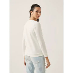 MAX FASHION Dumbo Print Sweatshirt with Crew Neck and Long Sleeves-White