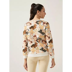 MAX FASHION All-Over Princess Print Crew Neck Sweatshirt with Long Sleeves-White