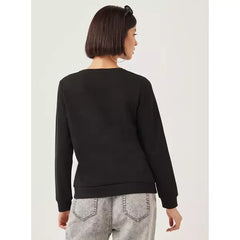 MAX FASHION Mickey Mouse Print Sweatshirt with Long Sleeves-Black