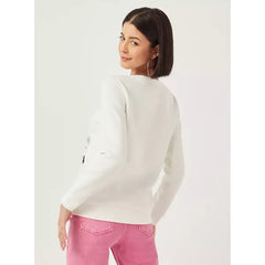 MAX FASHION Mickey Mouse Print Sweatshirt with Long Sleeves-White