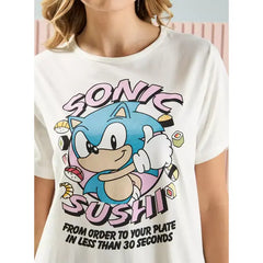 MAX FASHION Sonic the Hedgehog Print Cotton Shorts Set-White