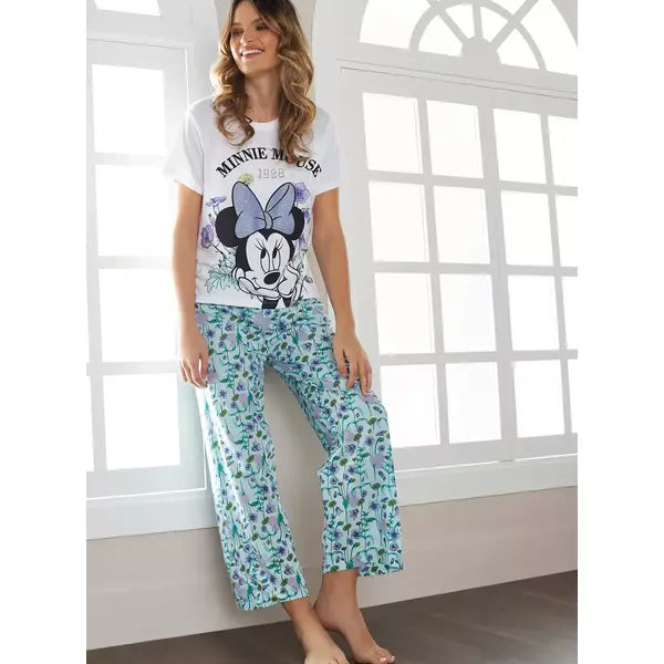 MAX FASHION Minnie Mouse Print Pyjama Set-White