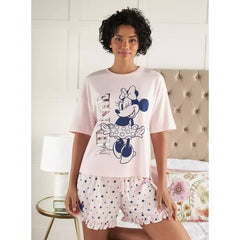 MAX FASHION Minnie Mouse Print Shorts Set-Pink