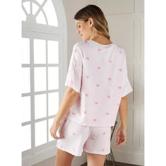 MAX FASHION Disney Princess Hearts Print Shorts Set-Pink