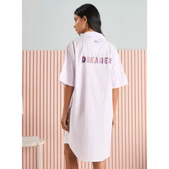 MAX FASHION Striped Snow White Print Sleepshirt-Multicolour