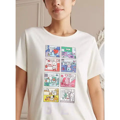 MAX FASHION BT21 Print Shorts Set-Cream