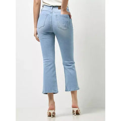 MAX FASHION Plain Flared Leg Jeans-Blue