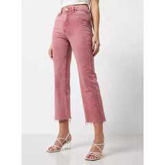 MAX FASHION Plain Flare Leg Jeans-Pink