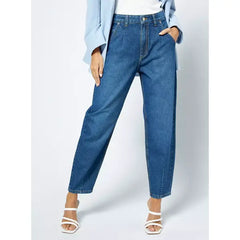 MAX FASHION Plain Balloon Jeans-Blue