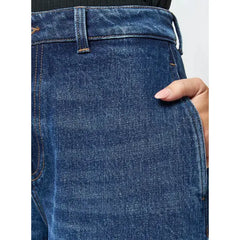MAX FASHION High-Rise Straight Fit Culotte Jeans-Blue