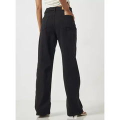 MAX FASHION Wide Leg Jeans-Black