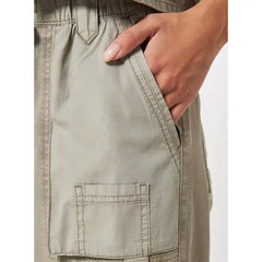 MAX FASHION Plain Parachute Wide Leg Jeans-Green