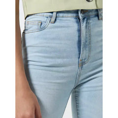 MAX FASHION Plain Cropped Flared Jeans with Slit-Blue